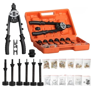 Alicate Rebitador Manual alavanca 2 em 1 C/ Kit Rebites de Rosca e Rebites Pop + Maleta - DEFFER