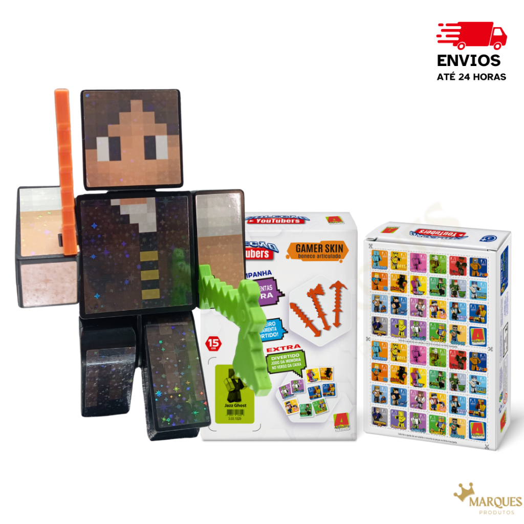 Boneco Jazz Ghost 15 cm Com Machado + Picareta + Espada e 1 Chaveiro ...
