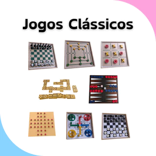 Jogos Tabuleiro Xadrez Dama Ludo Trilha Jogo da Velha Dominó Resta Um Jogo Mesa Tradicional Clássica em Oferta na Shopee