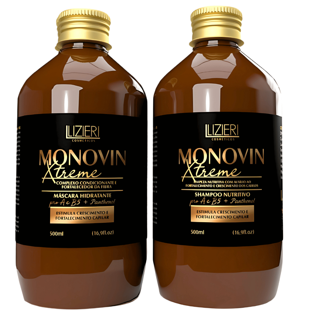 Kit Shampoo E Máscara Monovin Pantenol Crescer Cabelo Queda Capilar ...