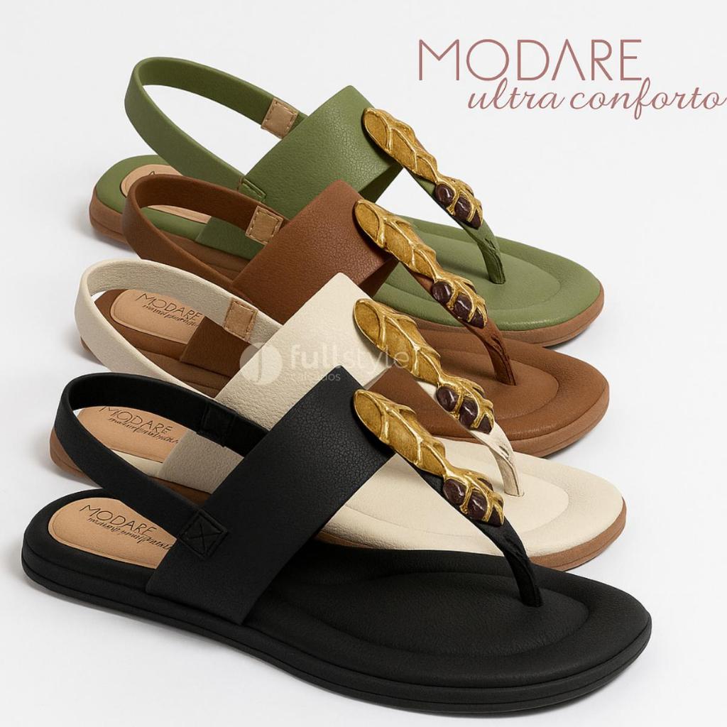 Sandália Rasteira Modare Ultra Conforto Palmilha Acolchoada elástico ...