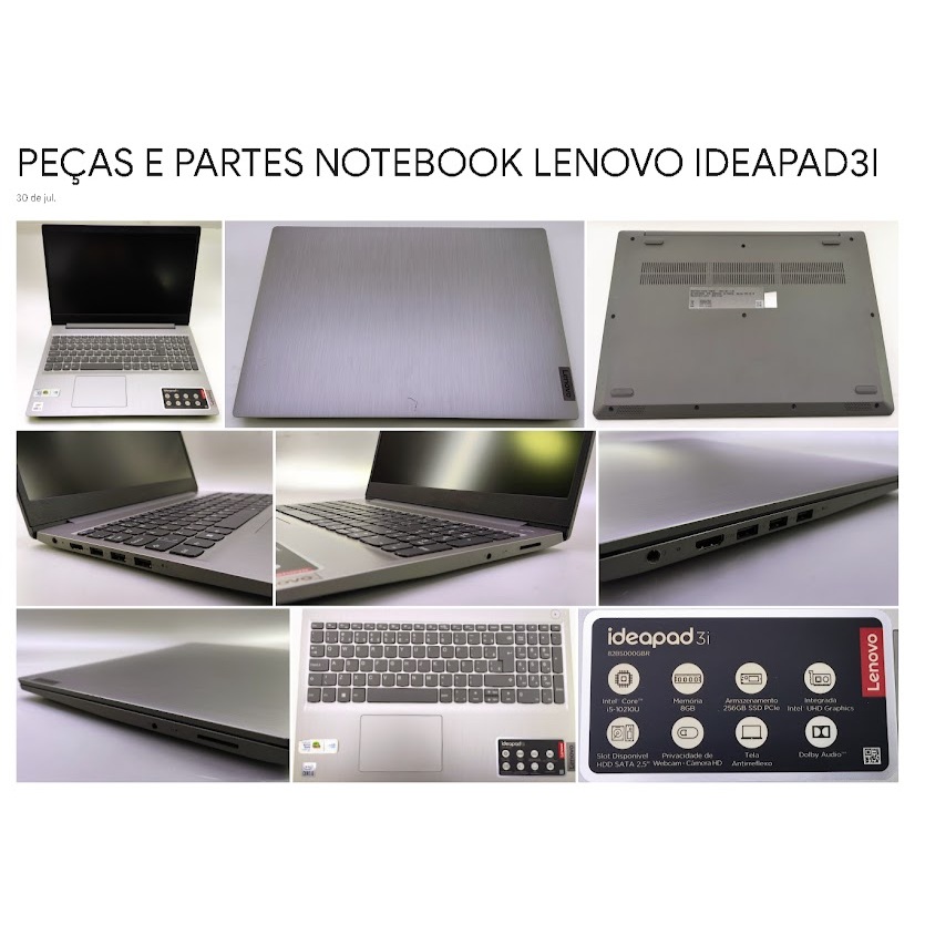 PEÇAS E PARTES SEPARADAS NOTEBOOK LENOVO IDEAPAD 3 15IML05 I5 10TH A ...