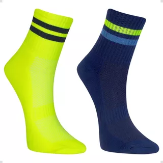 Kit 2 Pares Meia Poliamida Cano Médio Unissex Listrada Esportiva Academia Treino Performance
