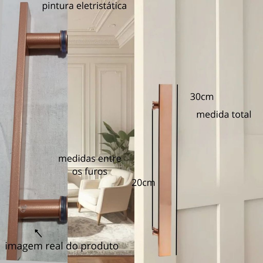 Puxador Porta De Madeira Vidro Correr Pivotante 30cm Rose | Shopee Brasil