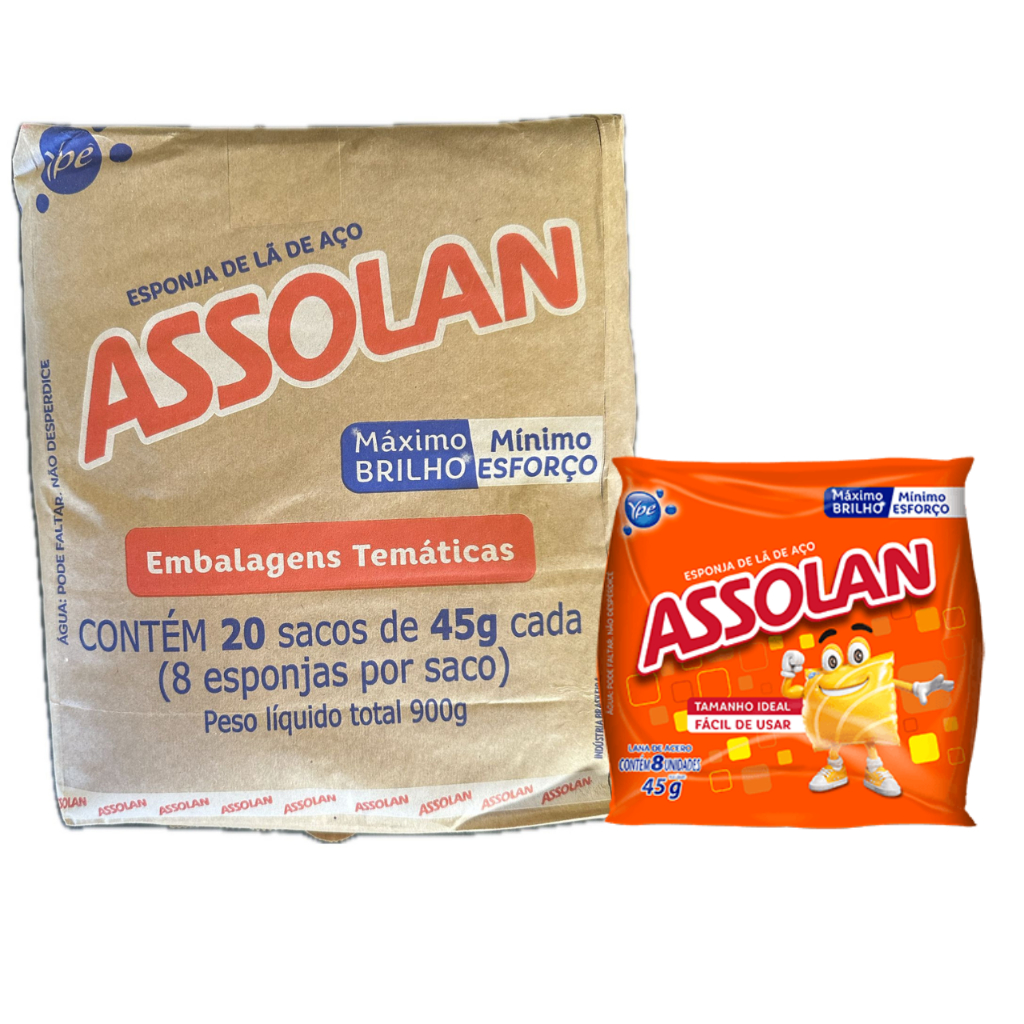 Esponja de Lã de Aço Assolan - Fardo com 20 sacos - Envio Imediato ...