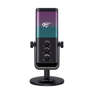 Microfone Gamer USB de Mesa Havit GK65 RGB Preto