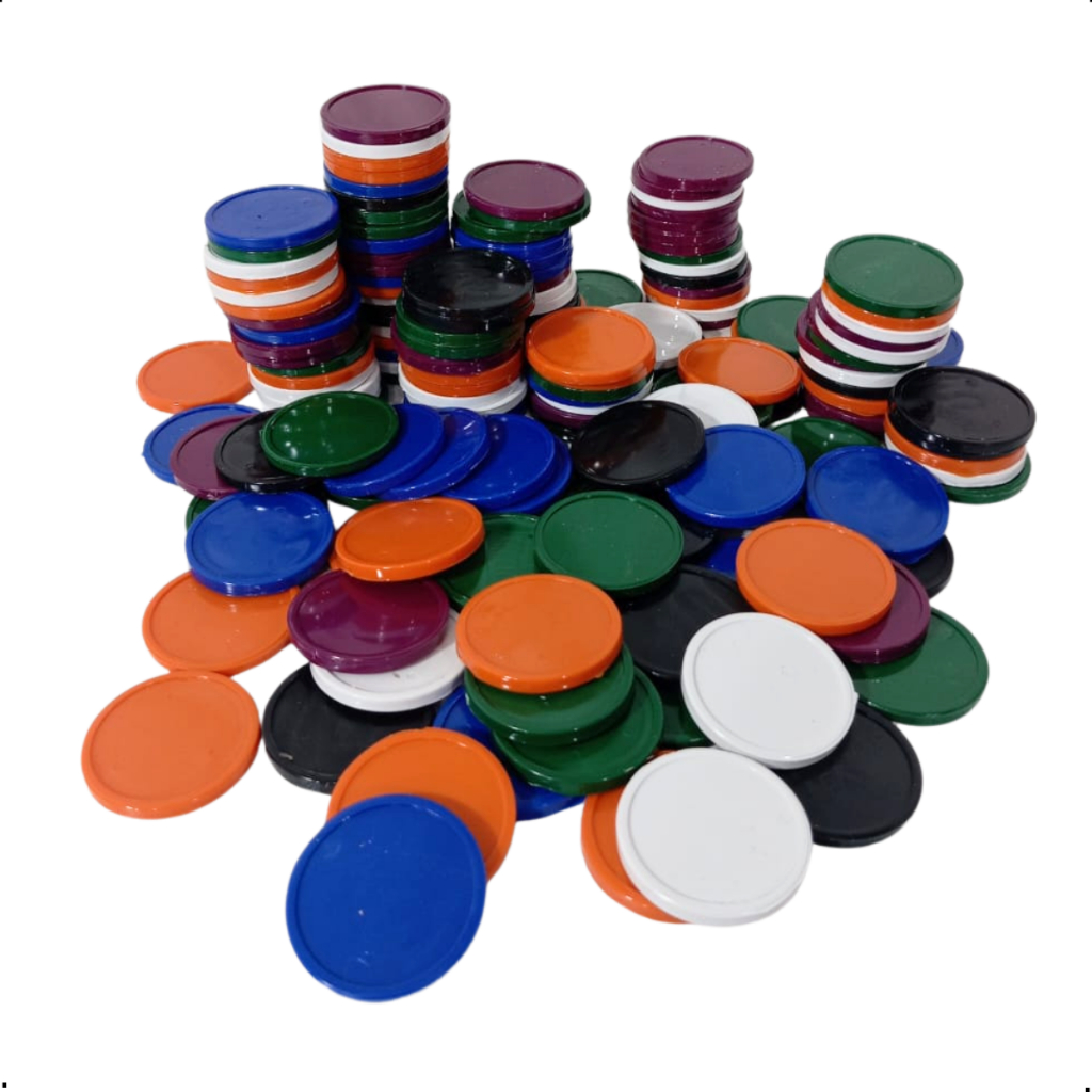 Kit 100 Fichas Coloridas Plásticas Sem Valor Jogo Profissional Poker 4 Centímetros Festa Brinquedo