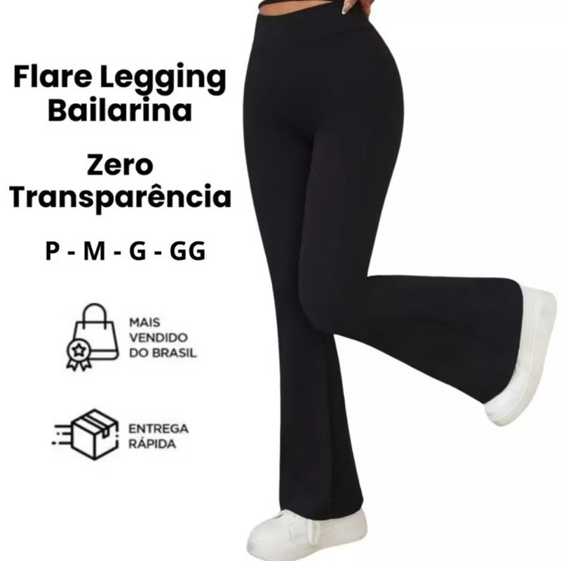 Calça Legging Preta Boca Larga em Promoção na Shopee Brasil 2025