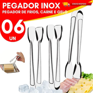 Kit 2 4 ou 6 Pegador de Frios Gelo Carne Fritura Inox Casa Cozinha Restaurante Buffet Rodizio Fondue em Oferta na Shopee
