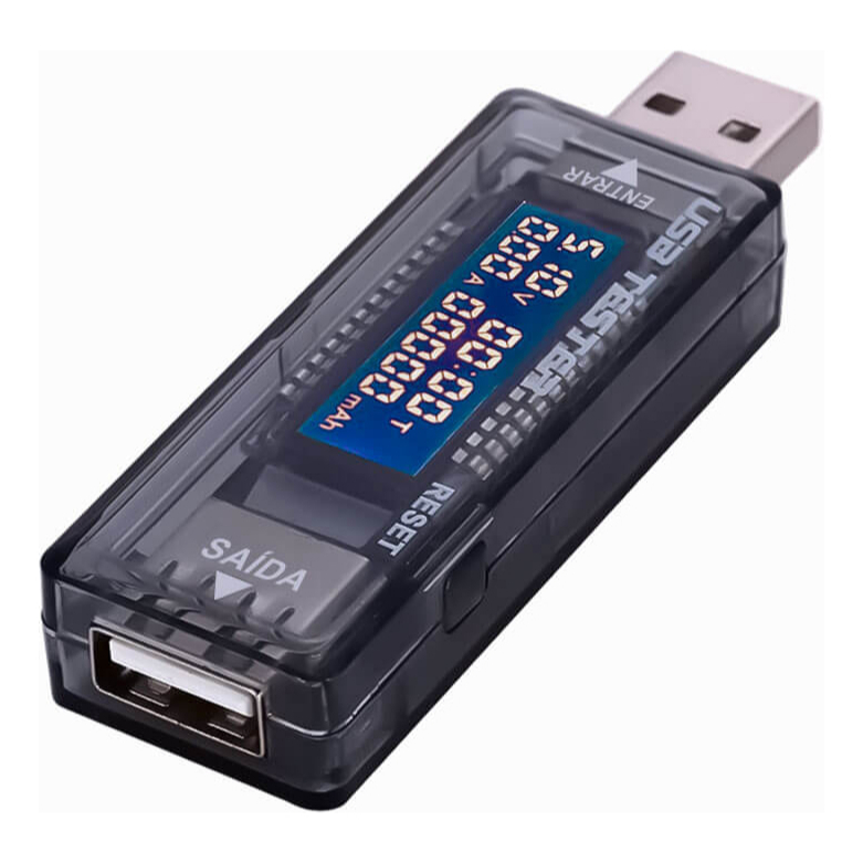 Testador USB de Voltagem e Amperagem Exbom UTS-10 – Para Portas USB