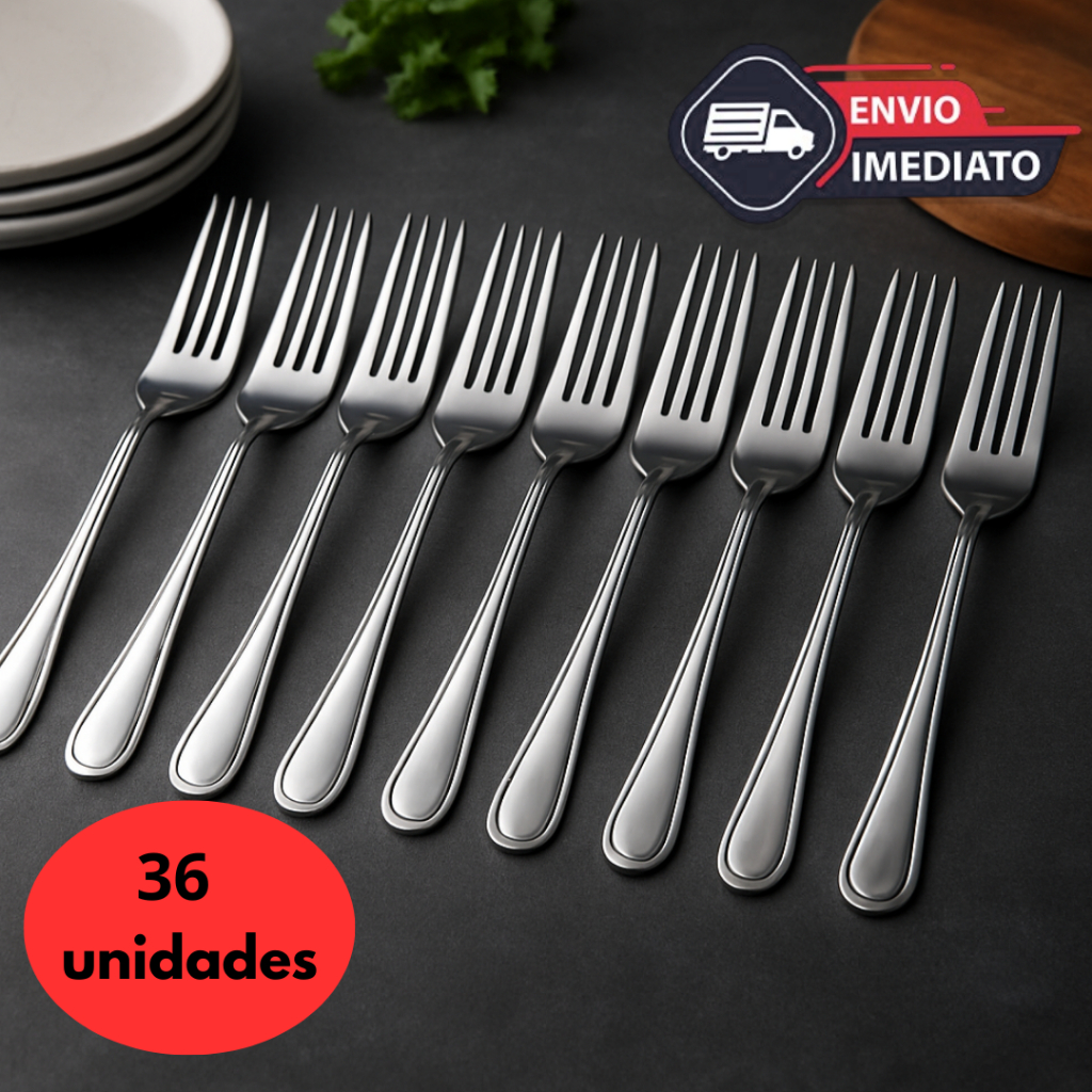 Kit 36 Garfo de Mesa em Aço Inox para Restaurante, Churrasco, Buffet ...
