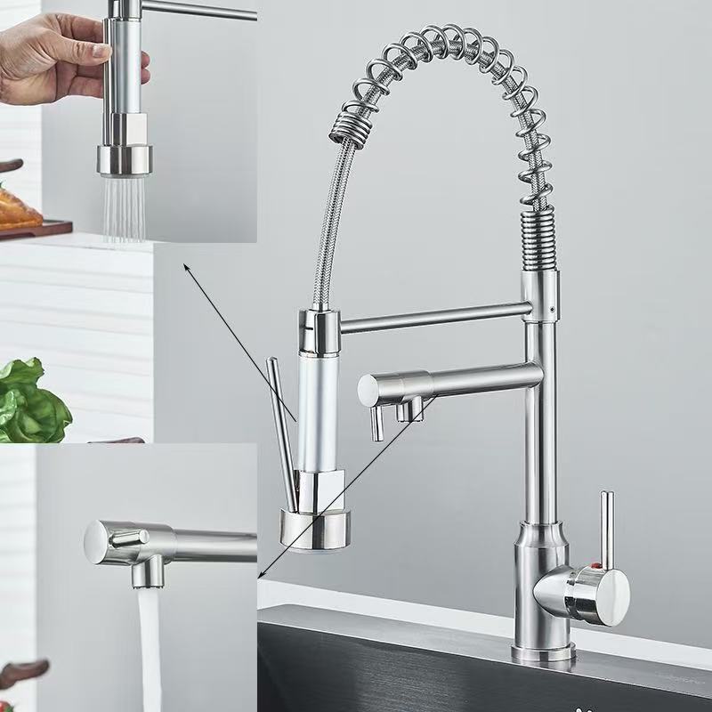 Torneira Cozinha Gourmet Monocomando Com Spray Extensor Quente E Frio Rotação de 360° Torneira