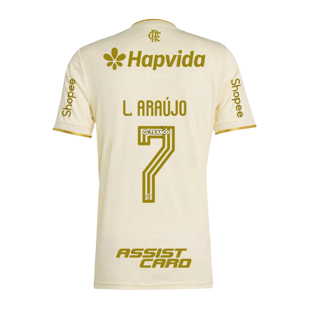 Manto Flamengo Jogo 3 Adidas 2025 - C/ Kit Patrocínio + L. Araújo 7