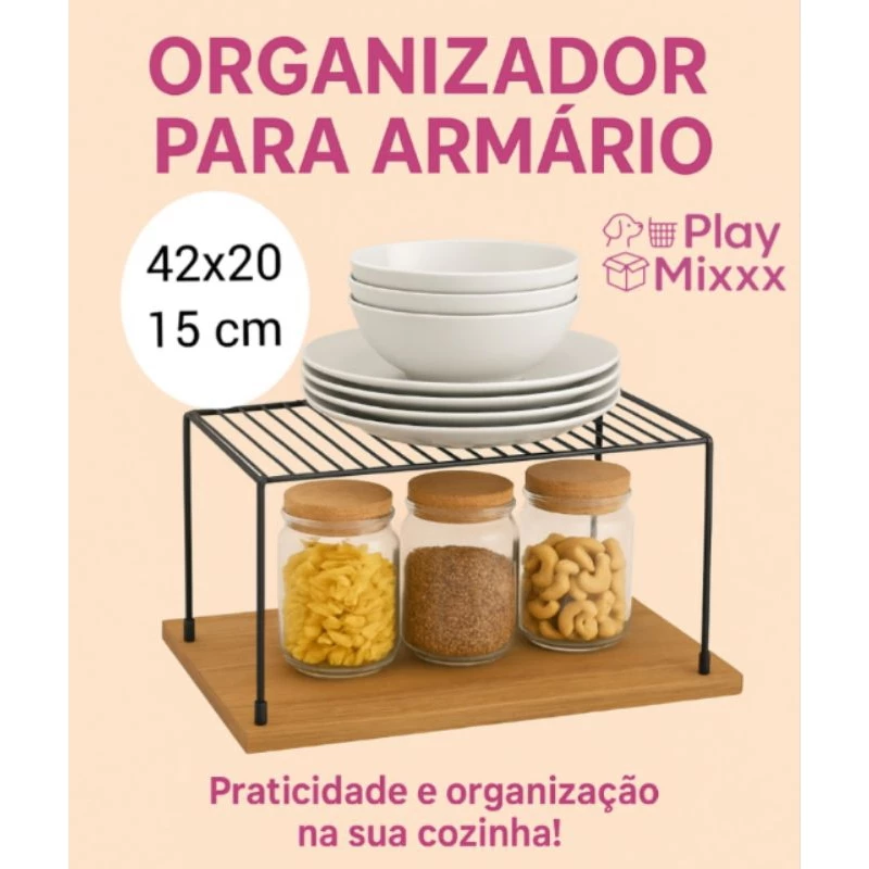 Organizador Armário Cozinha Prateleira Aramado Aço 42cm