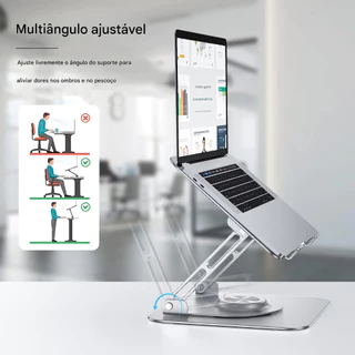 Suporte de Metal Ajustável Para Notebook 10 Ate 17" Giratória de 360° SG-19