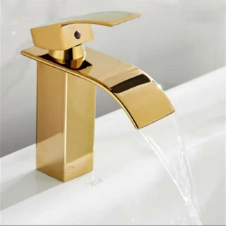torneira para banheiro cascata monocomando dourado bancada 15036G