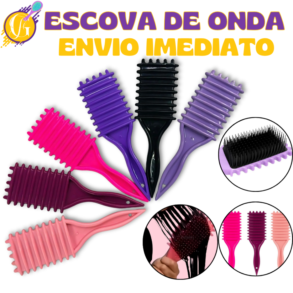 Escova De Ondulação - Com Cerdas - Para Cabelos Cacheados - Unissex - Cacheado - Cabelo - Ondulado