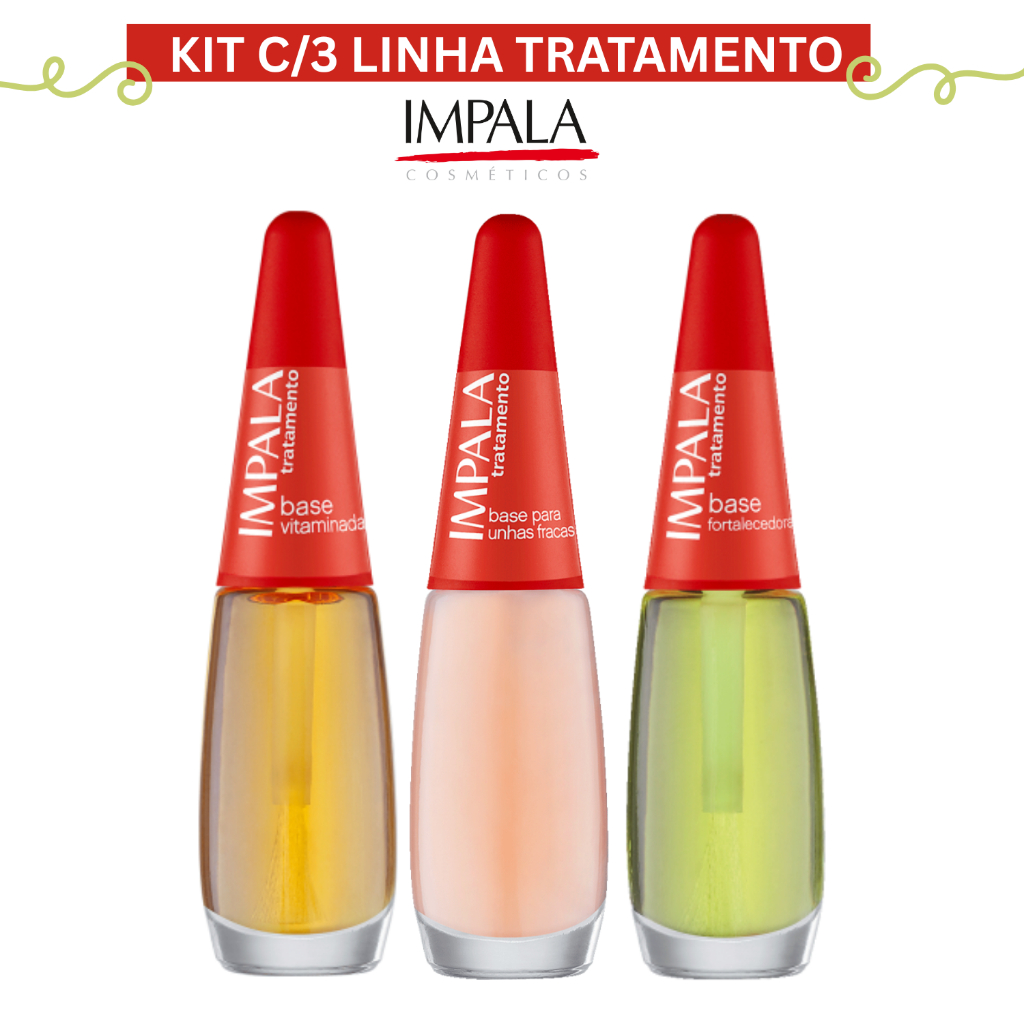 Kit Esmaltes Impala C/3 Und Linha Tratamento Unhas Fracas Fortalecedora ...