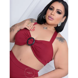 Biquini plus size liso com fivela biquini plus com bojo e cintura alta moda praia feminina em Oferta na Shopee
