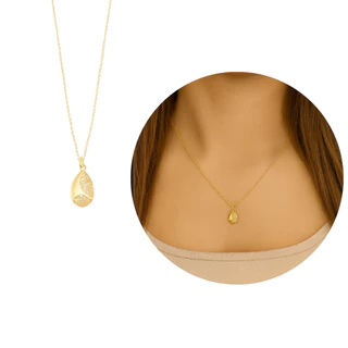 Colar Feminino 45cm com Gota Cravejada Banhada a Ouro 18k em Oferta na Shopee