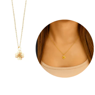 Colar com Pingente de Trevo Choker 45cm com Pingente Sorte Banhado a Ouro 18k em Oferta na Shopee