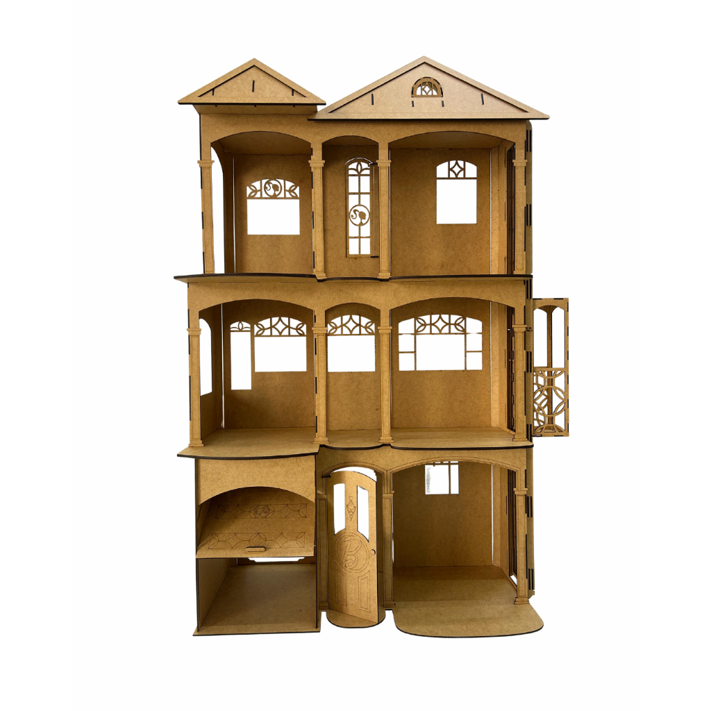 Casa da Barbie MDF Cru 1,32m – Casa de Boneca Grande com Garagem e ...