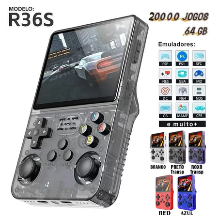 Console Portátil R36S com 20.000 Jogos Tela IPS 3.5" 64GB Emulador Retro Games Presente premium！