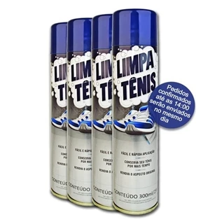Kit 4 unidades Limpa Tênis Branco e Colorido Petroplus Spray Limpador a Seco Espuma Limpa Tenis Produto Premium