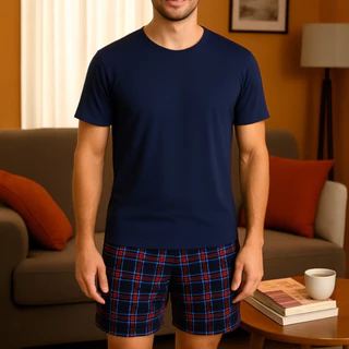 Pijama Masculino Suede Confortável Blusa e Short Estampadas Conjunto de Dormir Macio Variadas Homem em Oferta na Shopee