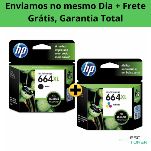 Kit Cartuchos Originais 664XL Preto e Colorido Para Impressoras