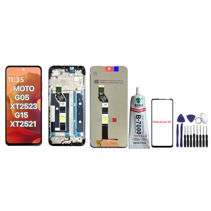 Tela Frontal Touch Display Compativel Moto G05 XT2523 G15 XT2521 Sem Aro E Com Aro A Pronto Entrega