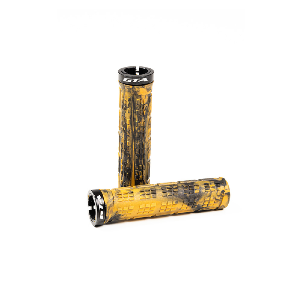 Manoplas 135mm Preto E Amarelo Com Trava Par