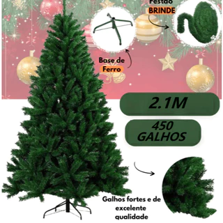Árvore de Natal Luxo  1,80m 2,10m - Decoração Festiva Luxuosa para Natal