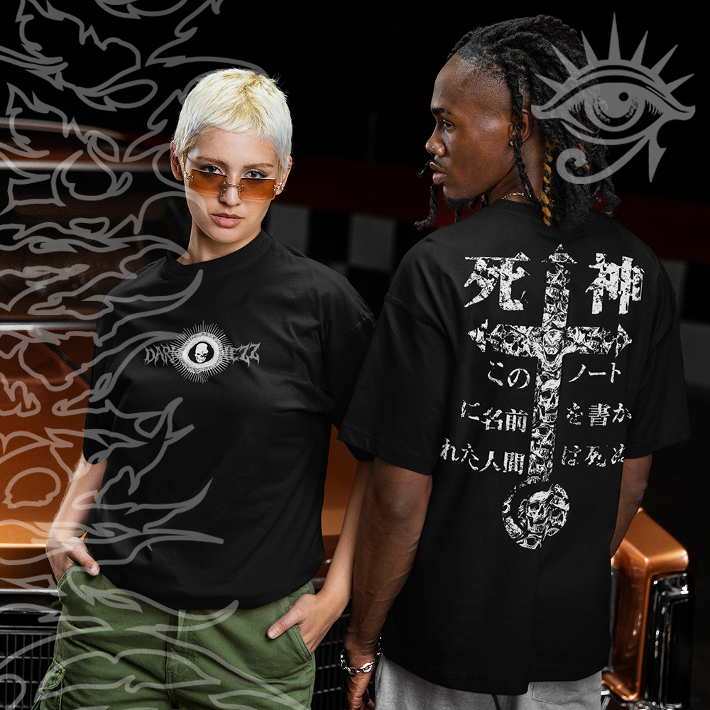 Camiseta Basica e OVERSIZED Riuk Misa Amane Death Note Cross Skull ...