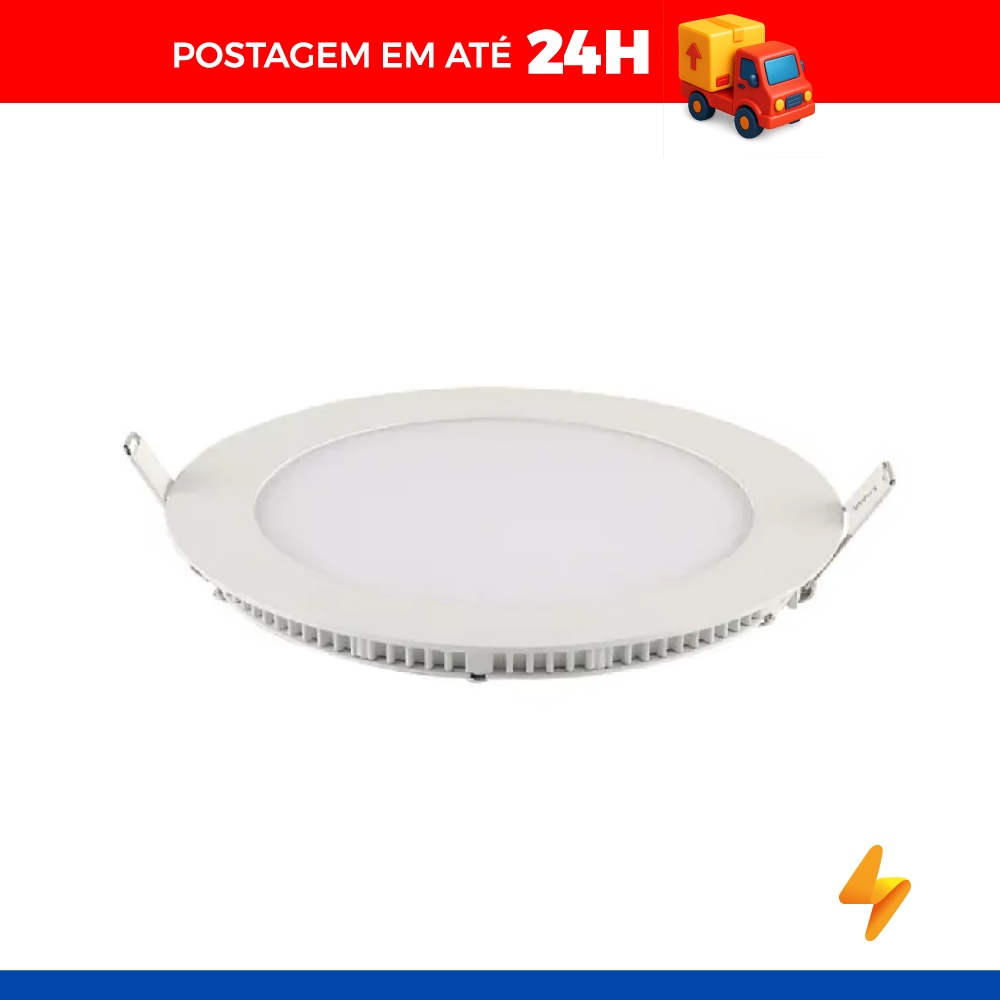 Painel Led Embutir Redondo Aluminio 168mm Branco Bivolt 12w 6500k - Blumenau