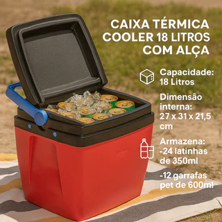 Caixa Térmica Cooler Com alça 18 Litros comporta 24 Latas de 350ml Mor