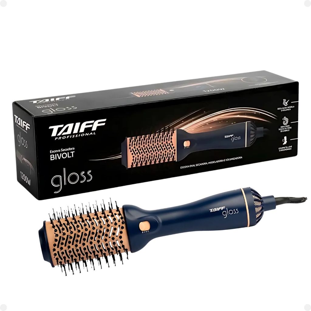 Escova Secadora Taiff Gloss Azul 1200w Bivolt | Shopee Brasil
