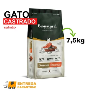 Ração Bionatural Super Premium Gatos Castrados 7.5kg Salmao Envio Imediato