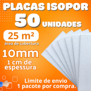 KIT 50 PLACAS DE ISOPOR EPS ANTICHAMAS COM 1 CM DE ESPESSURA - ANTICHAMAS - FORRO - PAREDE - TÉRMICO