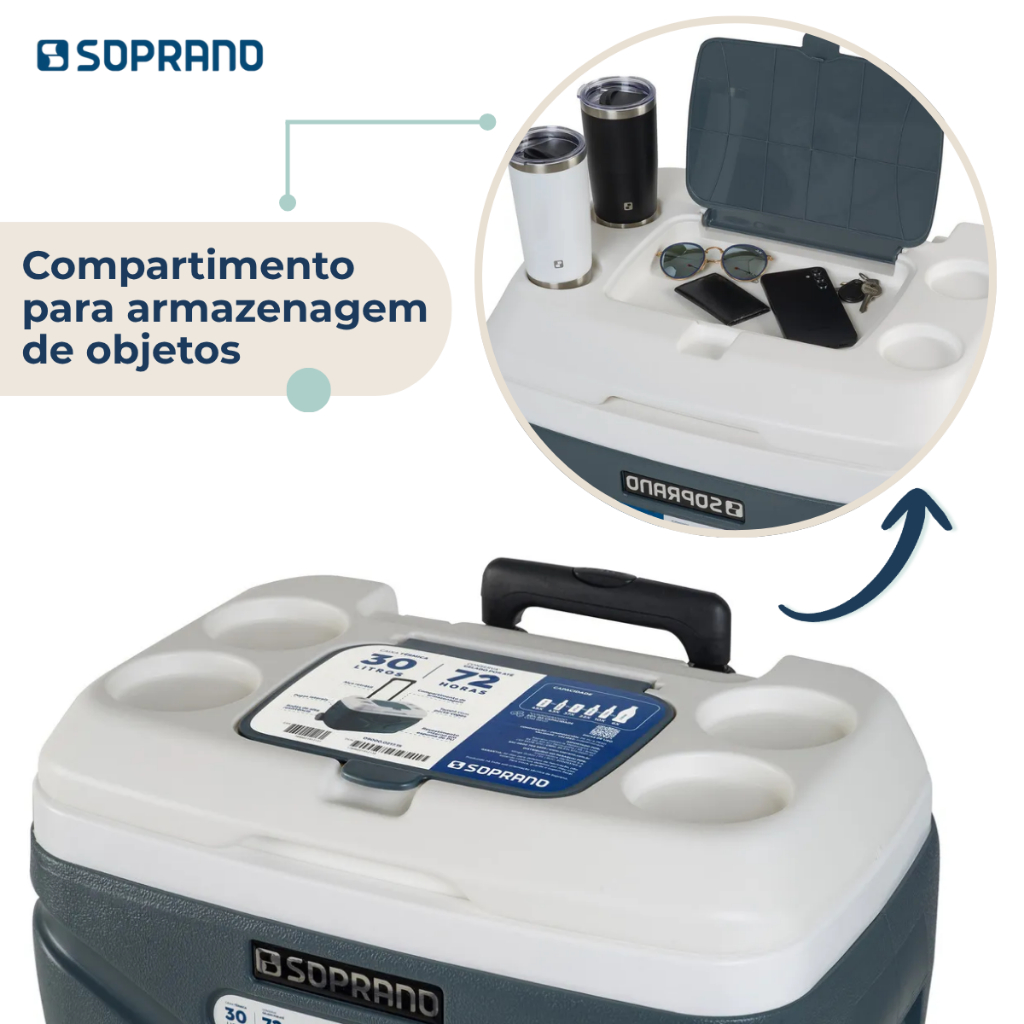 Caixa Térmica Cooler Grande 30 Litros Com Rodas Reforçadas e Alça