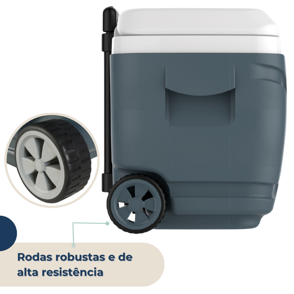 Caixa Térmica Cooler Grande 30 Litros Com Rodas Reforçadas e Alça