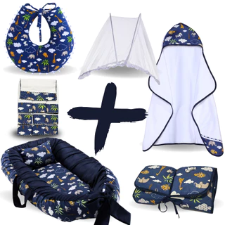 Kit Ninho Redutor de Berço + Toalha Bebê + Almofada + Trocador Portátil + Mosquiteiro Portátil + Toalha Fralda de Boca