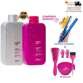 Power Liss Kit Progressiva e Shampo 1 Litro Liso Total Nuance + Chapinha e Kit Aplicação Grátis em Oferta na Shopee