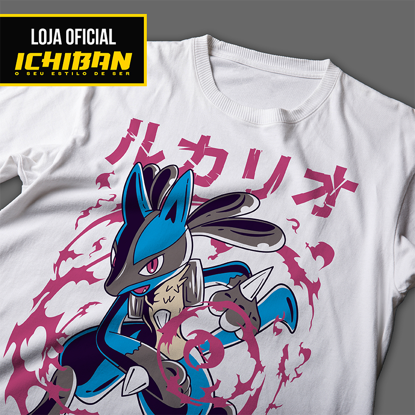 Camisa Lucario Pokemon Anime Camiseta Pokemon 100% Algodão Unissex ...