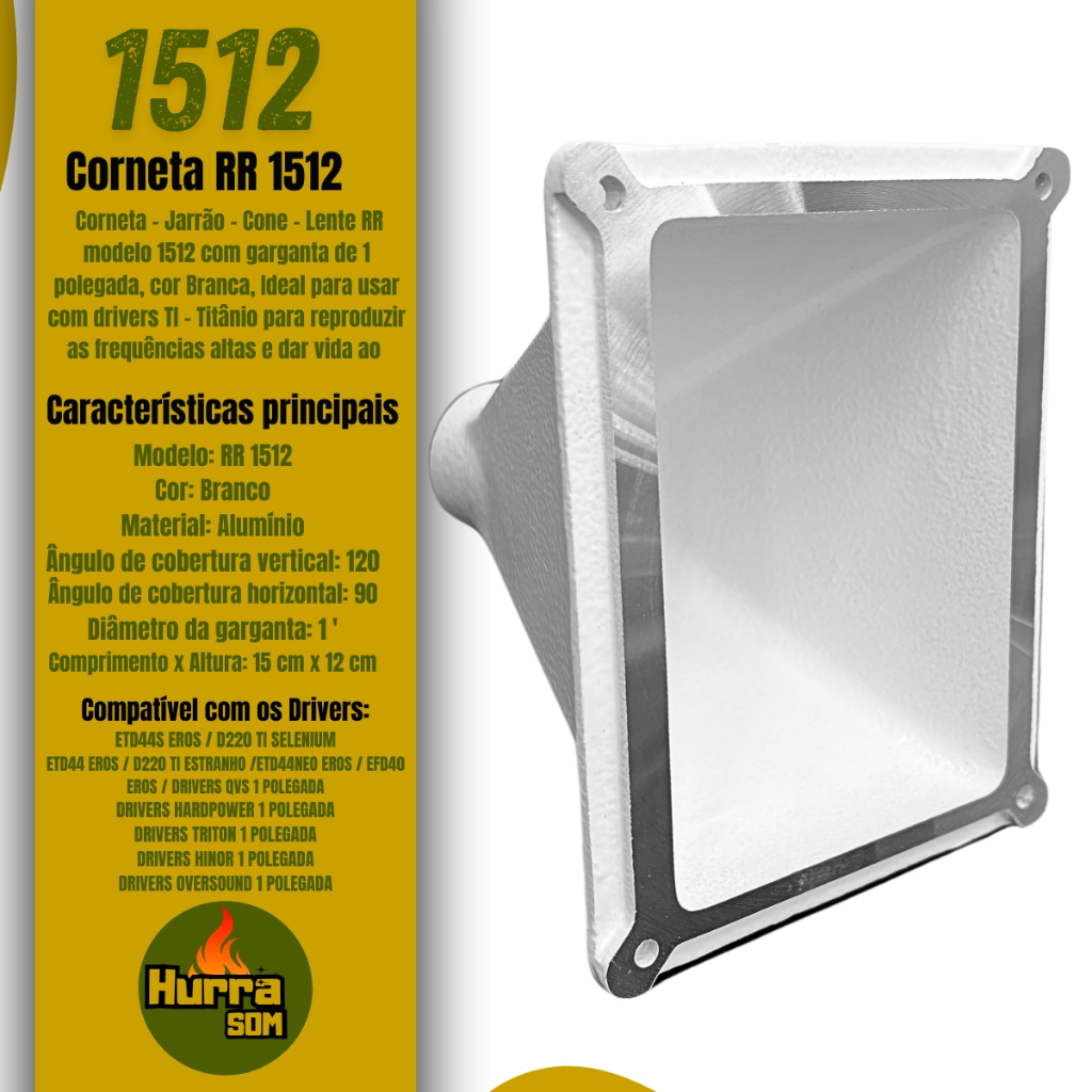 Corneta 1512 Cone Expansor Jarrão pra Driver Lente RR | Shopee Brasil