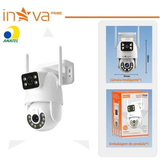 INOVA Kit Câmera Segurança Externa Lente Dupla Com Sirene Wifi 6mp Full Hd 4K 360graus Visão Noturna