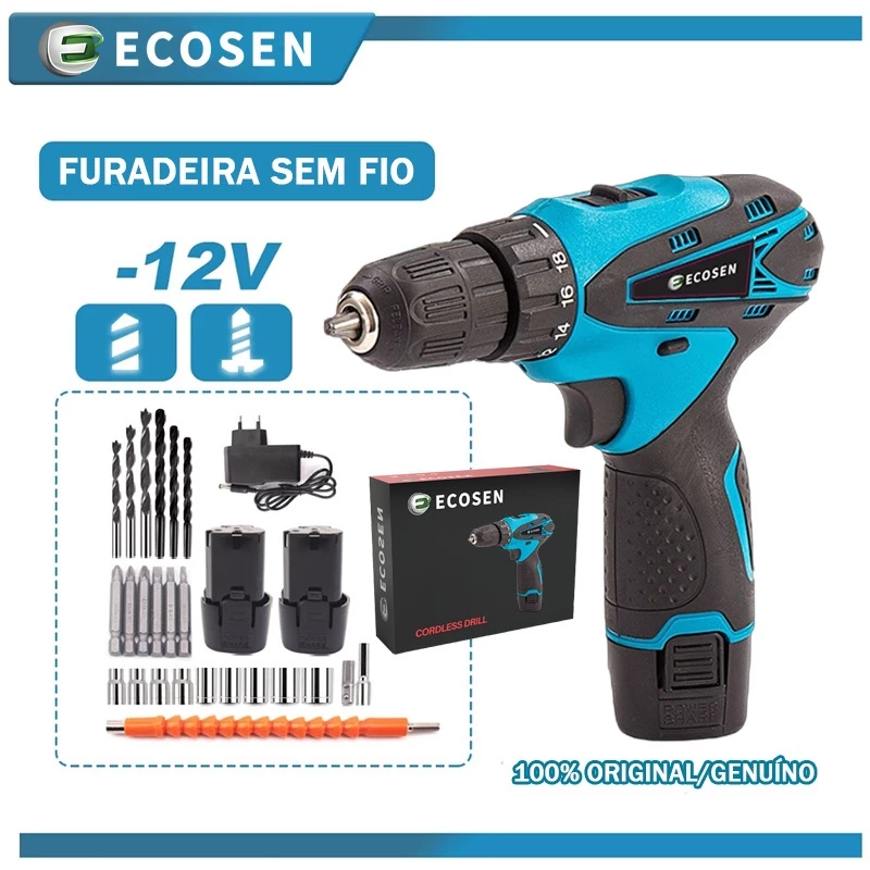Parafusadeira Furadeira 2 bateria 12 volts 110v 220v 0 380rpm 0 1300rpm