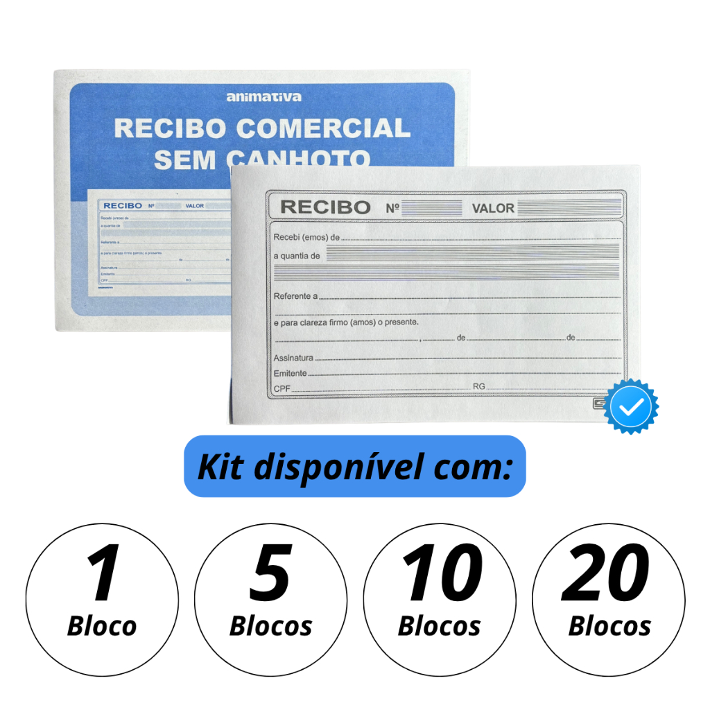 Bloco de Recibo Comercial Sem Canhoto 50 Folhas – Talão Recibo de ...
