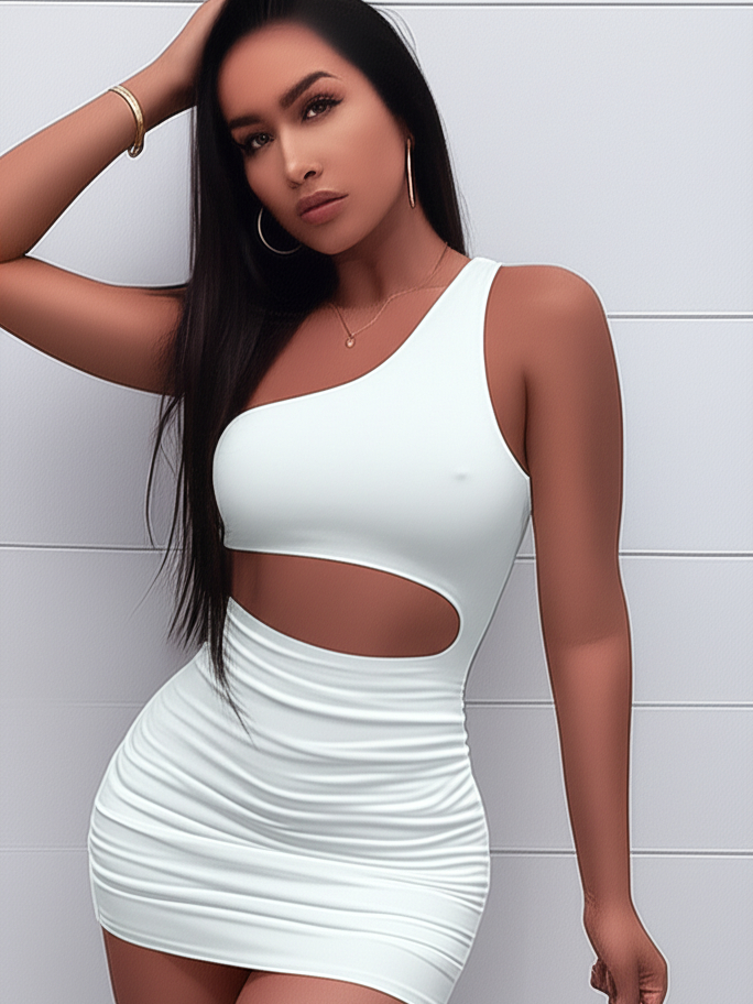 Vestido Feminino Curto com Recorte Alça Regata Gringa Plissado - Tecido Duplo Forrado Premium