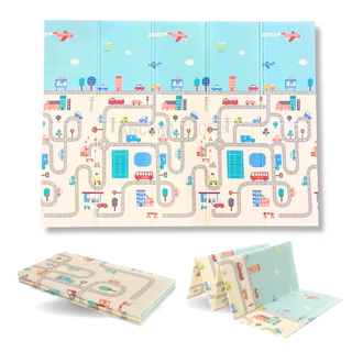 Tapete Infantil de Atividades Dupla Face Cidade Pista Tatame Térmico Emborrachado 180 x 120 x 1CM